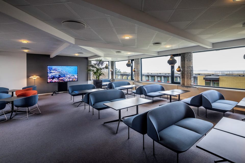 Flat-screen TV, foosball, table tennis