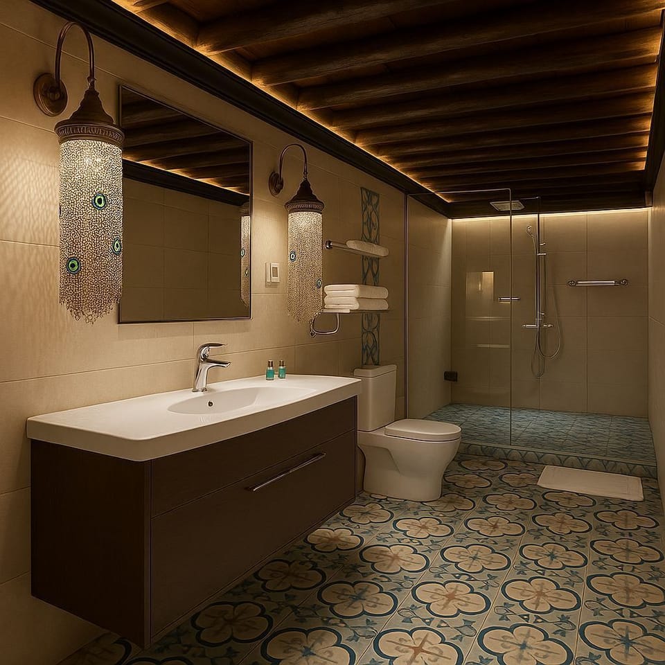Suite | Bathroom | Shower, free toiletries, hair dryer, slippers