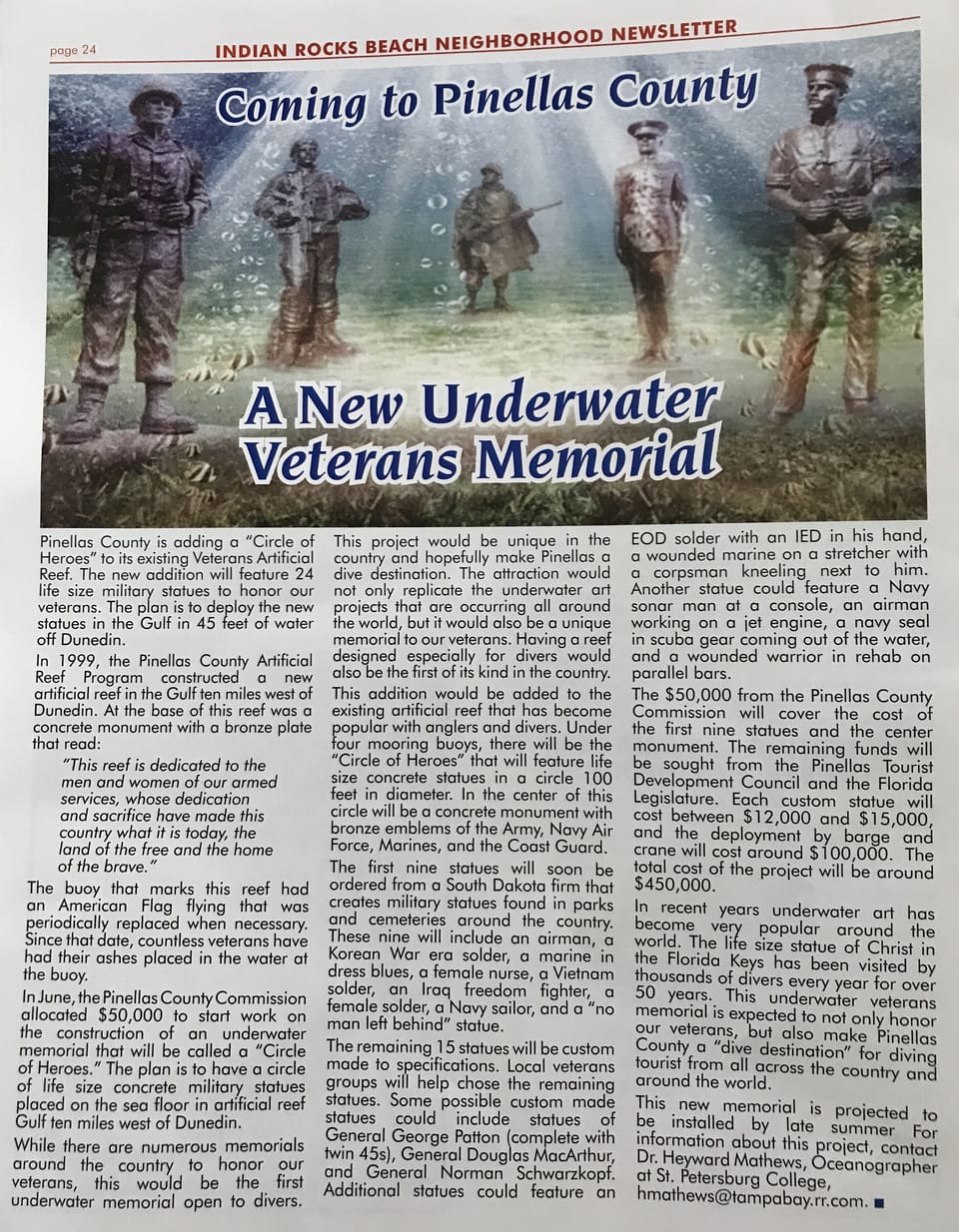 Underwater Veterans Memorial🇺🇸close by in the town of Dunedin.
