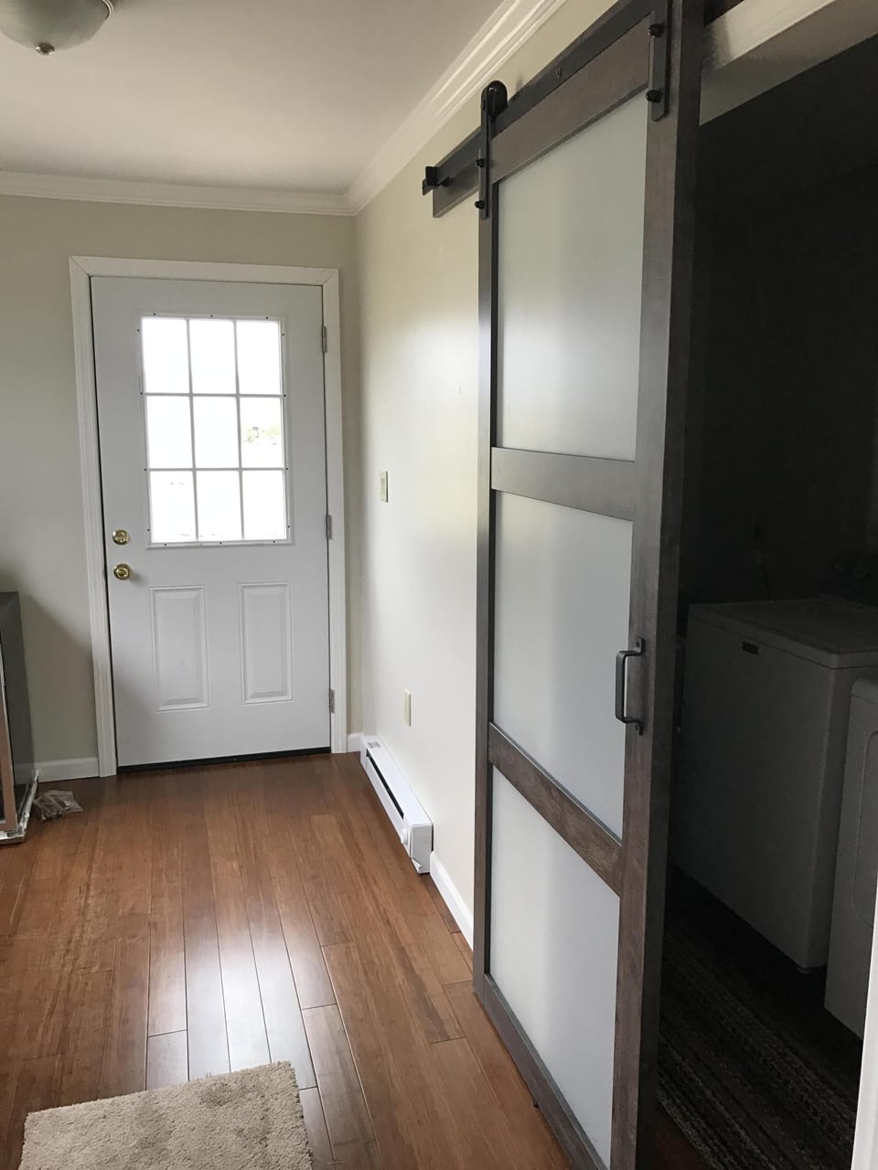 Back Mudroom entrance with great laundry room and storage.