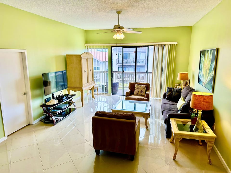 Living room with walk out balcony