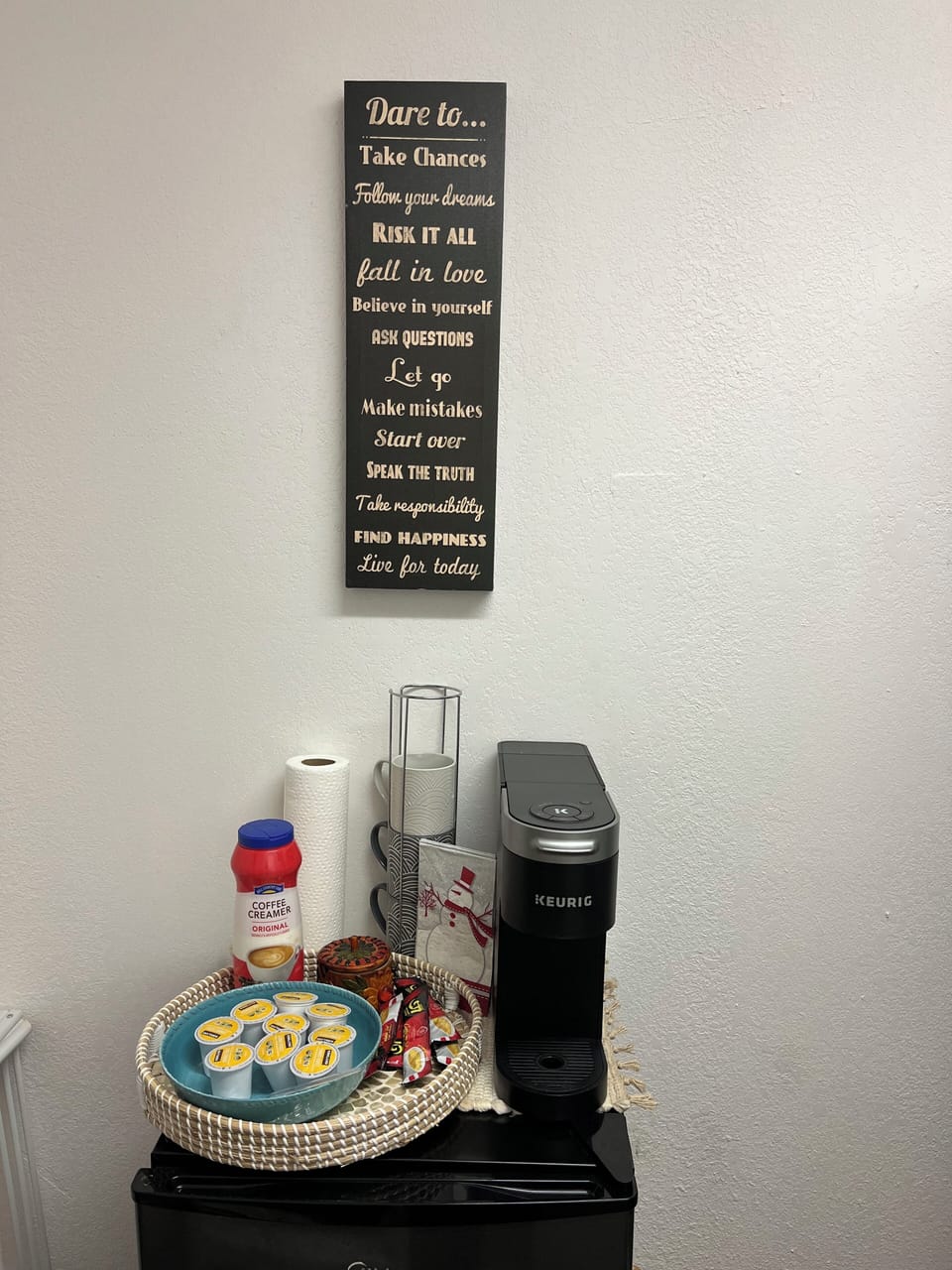 Coffee station with Small refrigerator