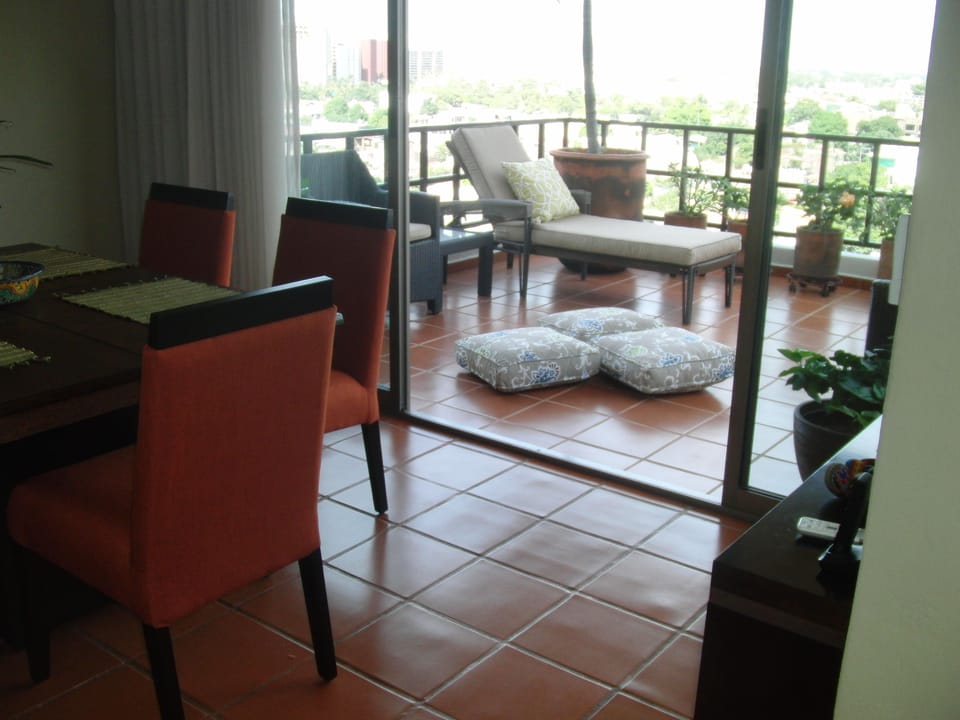 View from dining area to the terrace