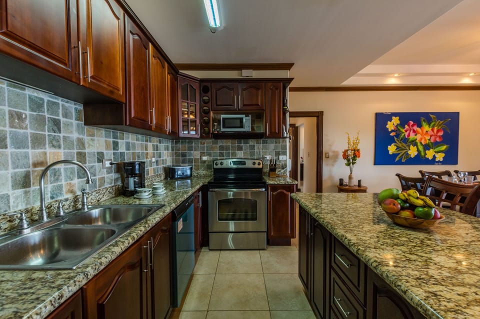 Kitchen with stainless steel appliances