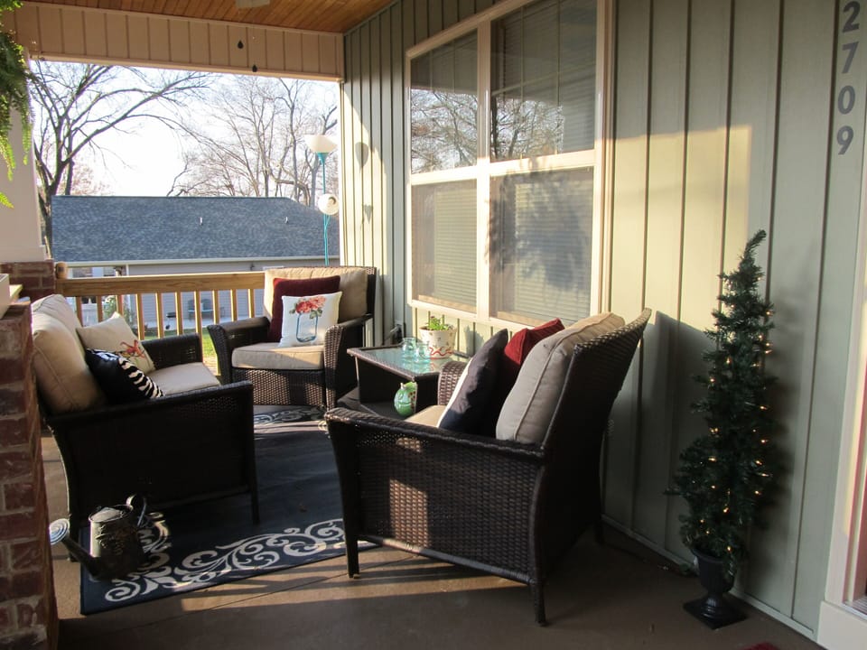 Front porch. Gray Gables in the background.