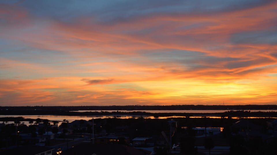 Beautiful sunset views from the back walkway.