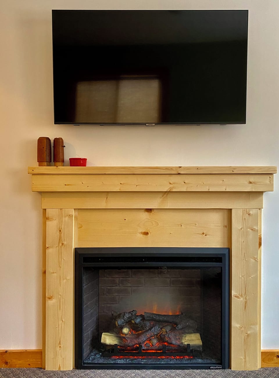 New Electric Fireplace and 43" Smart TV with Netflix