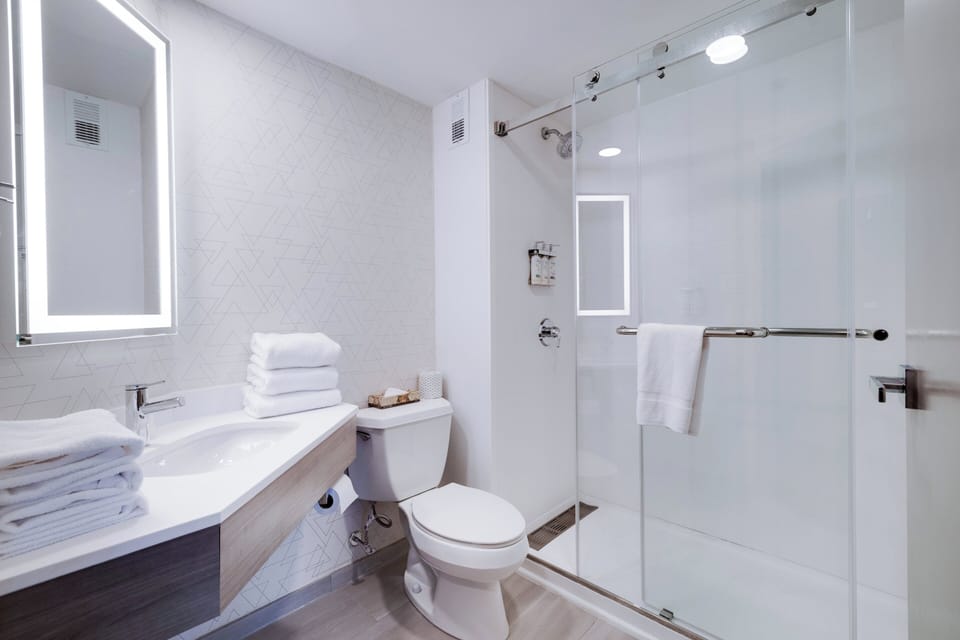 Suite, 1 King Bed with Sofa bed | Bathroom | Combined shower/tub, free toiletries, hair dryer, towels