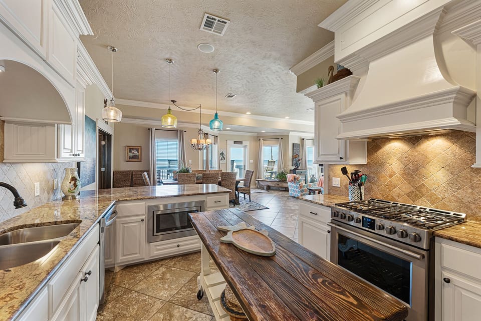 Kitchen has everything you need to prepare and serve meals during your stay.