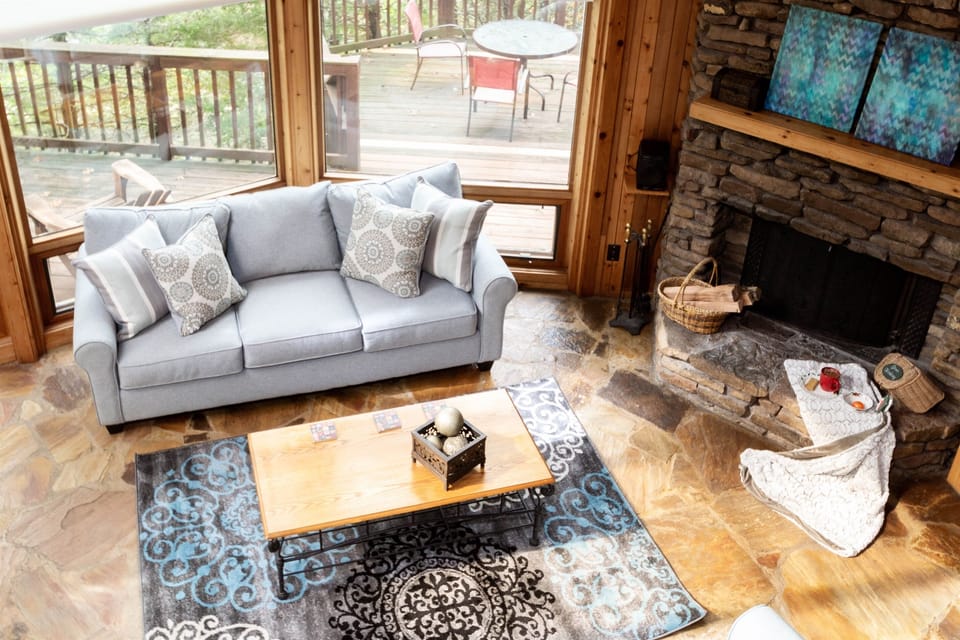View of family room from loft