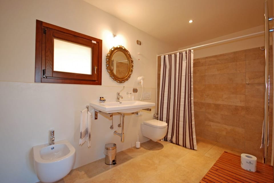 Shower, free toiletries, hair dryer, bidet