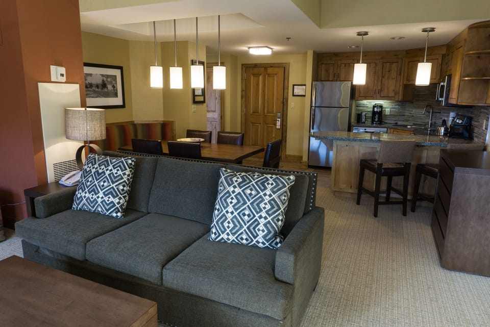 Condo, 1 Bedroom | Living room | Flat-screen TV, fireplace