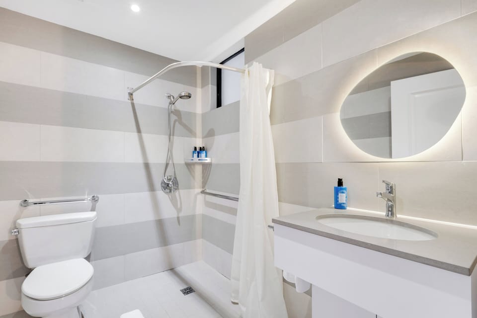 Standard Room, 1 Queen Bed, Accessible | Bathroom | Shower, hair dryer, bathrobes, towels