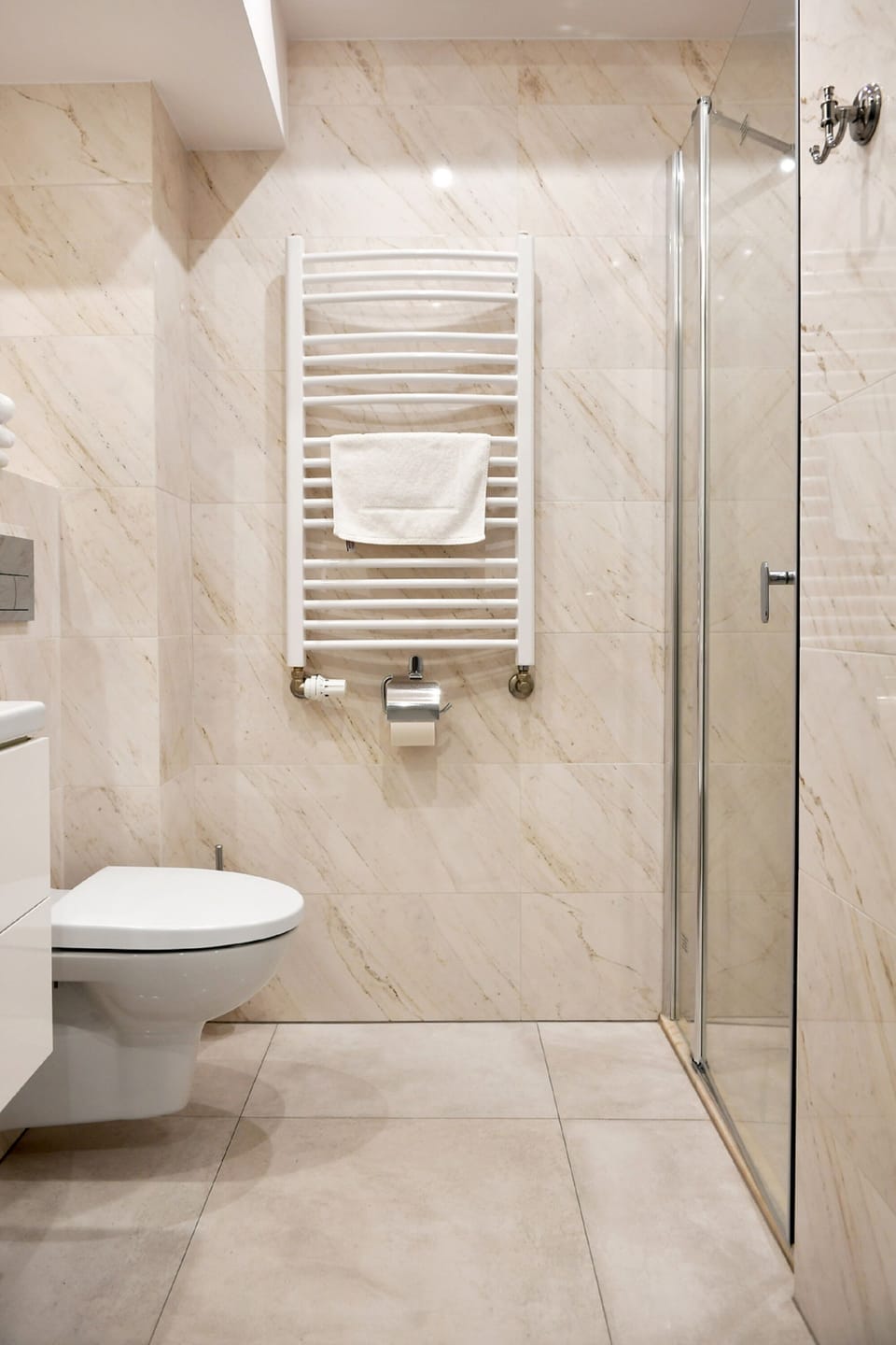Shower, free toiletries, towels