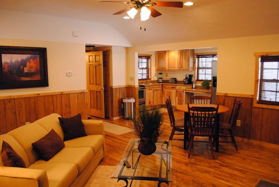 Living Area - Main Level. Living room and dining area with table and chair for 4.