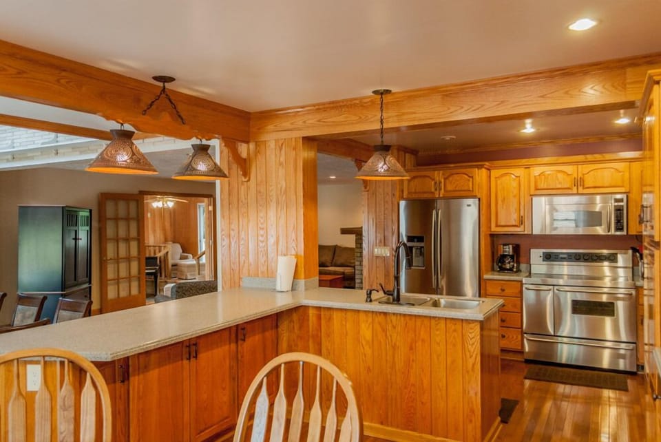 Kitchen bars for dining and socializing.