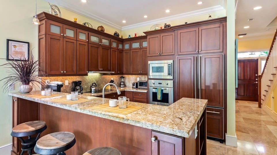 The kitchen is fully equipped with state of the art appliances...