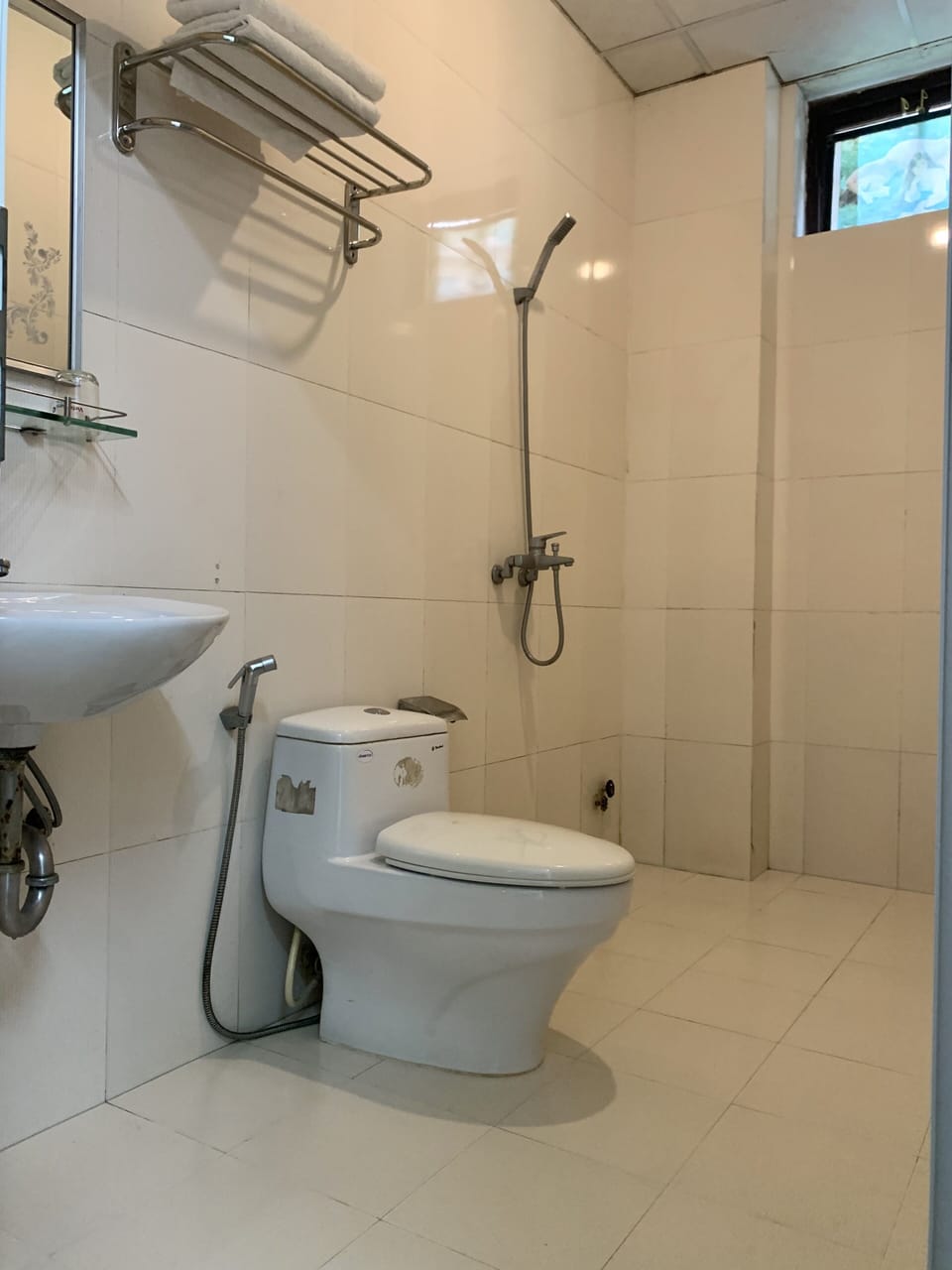 Shower, hair dryer, slippers, bidet
