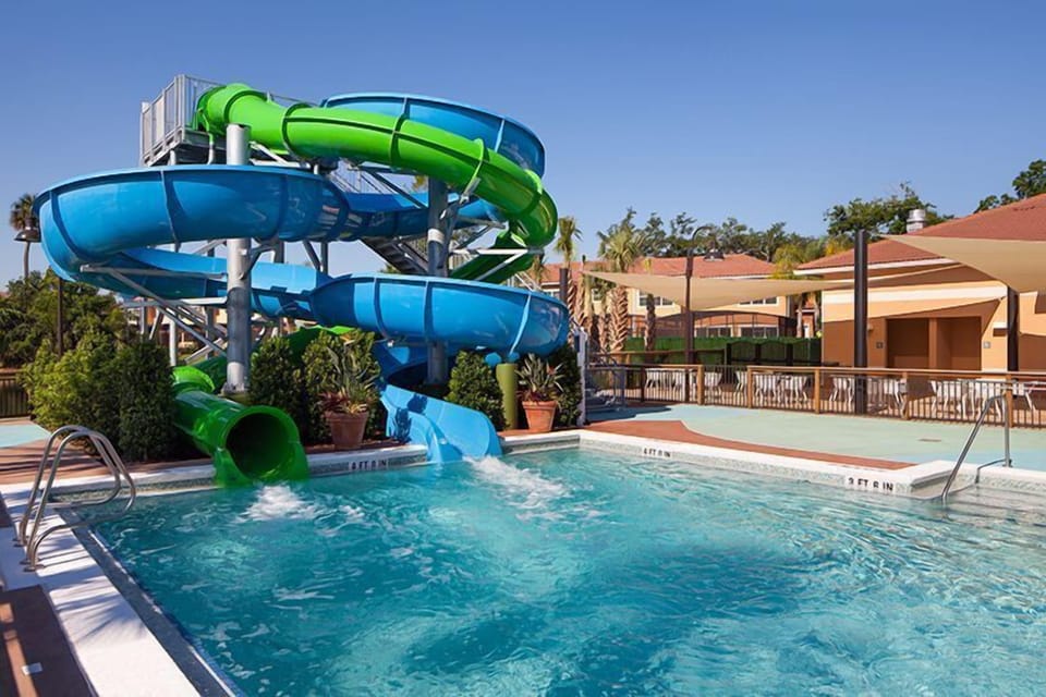 Family-friendly water slide and pool area for endless fun.