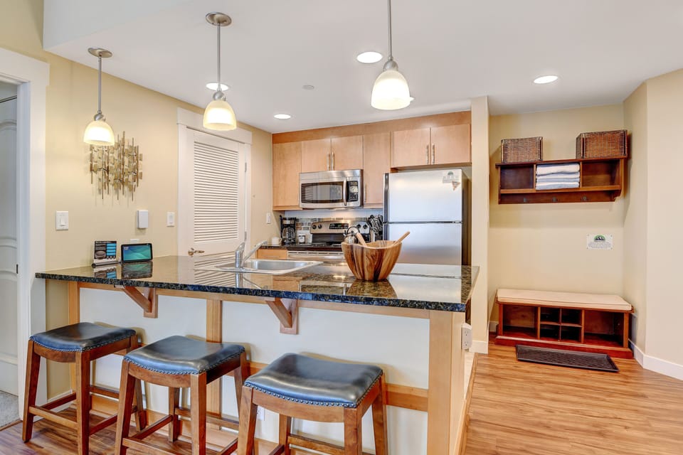 Beautiful Kitchen With Bar Seating For 3 People