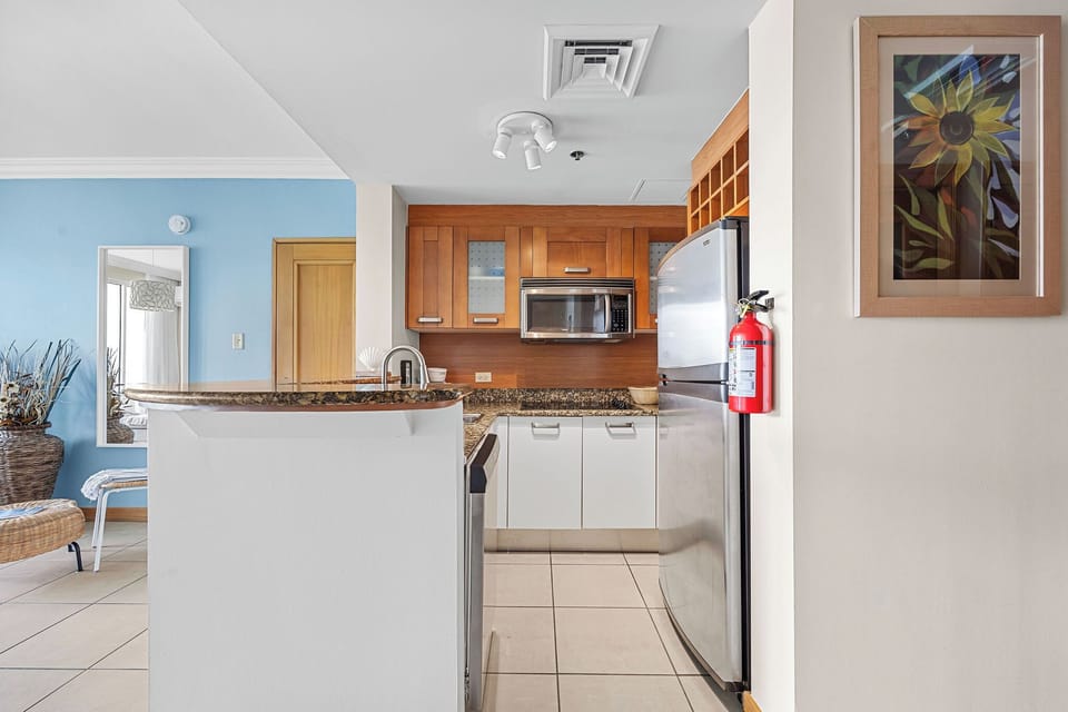 The kitchen is fully equipped for an extended stay.