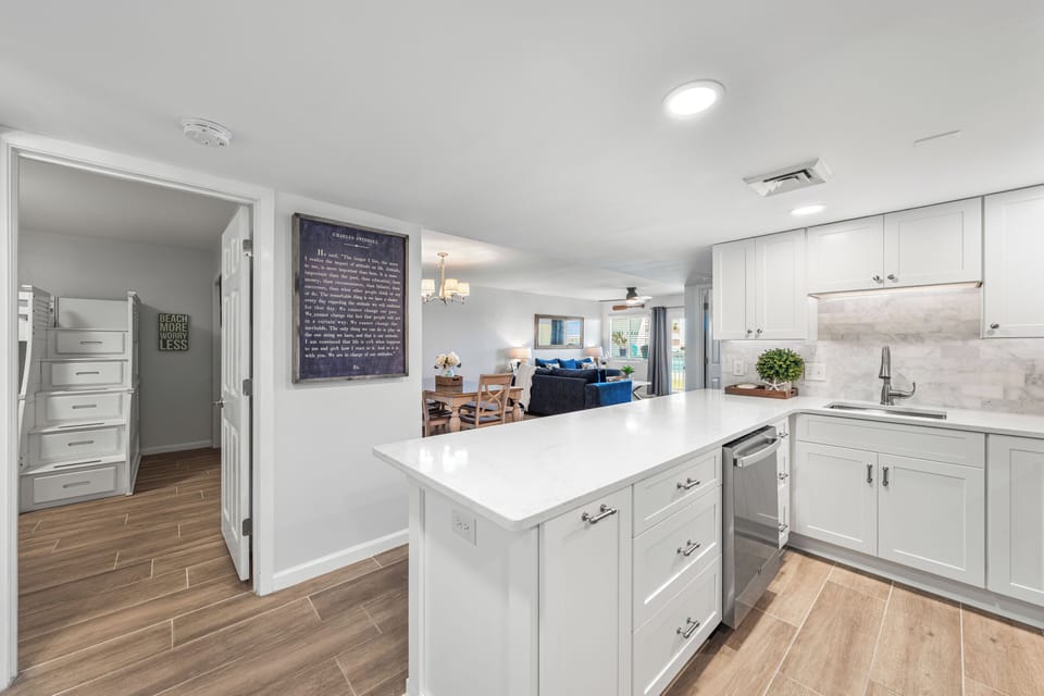 Bright, sleek kitchen perfect for vacation cooking.