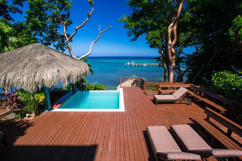 Pool and deck overlook Caribbean Sea