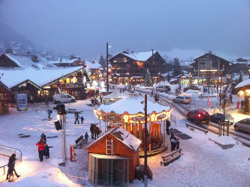 Morzine town centre at Christmas