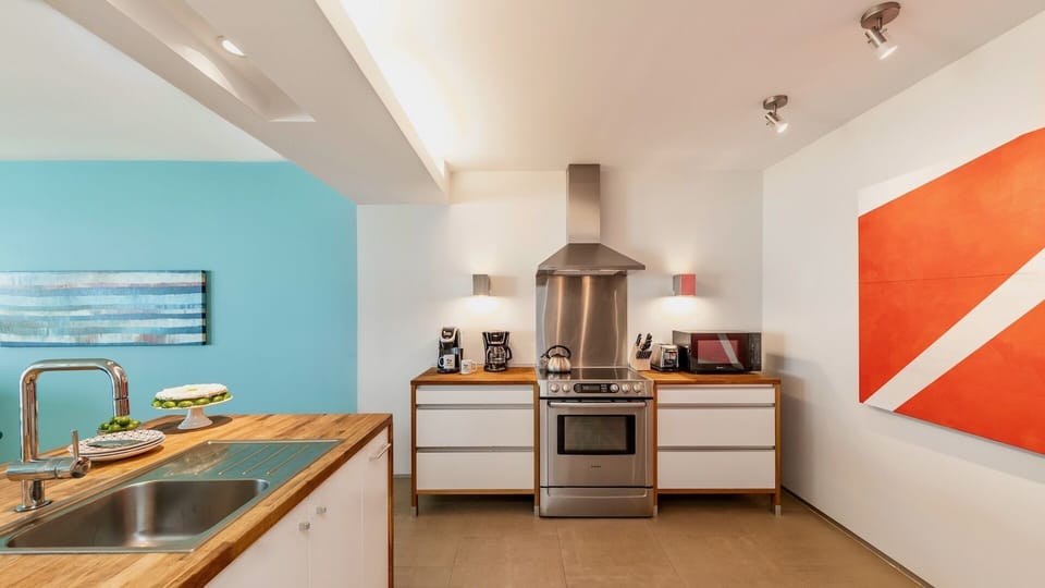 There's plenty of cabinet and countertop space in the kitchen...
