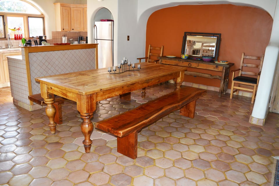 Dining Room with new Live Edge Wood Benches