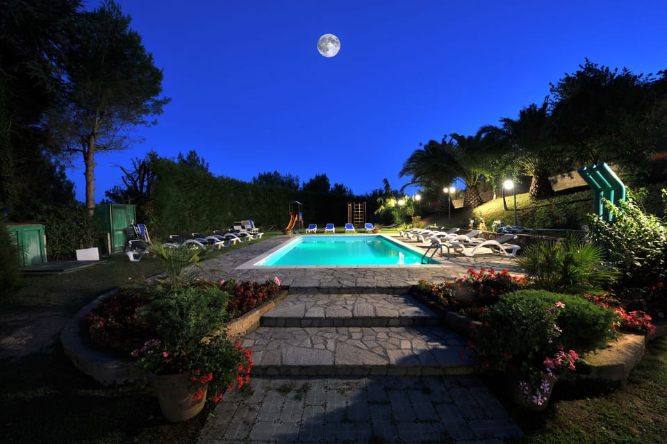 Seasonal outdoor pool, pool umbrellas, sun loungers