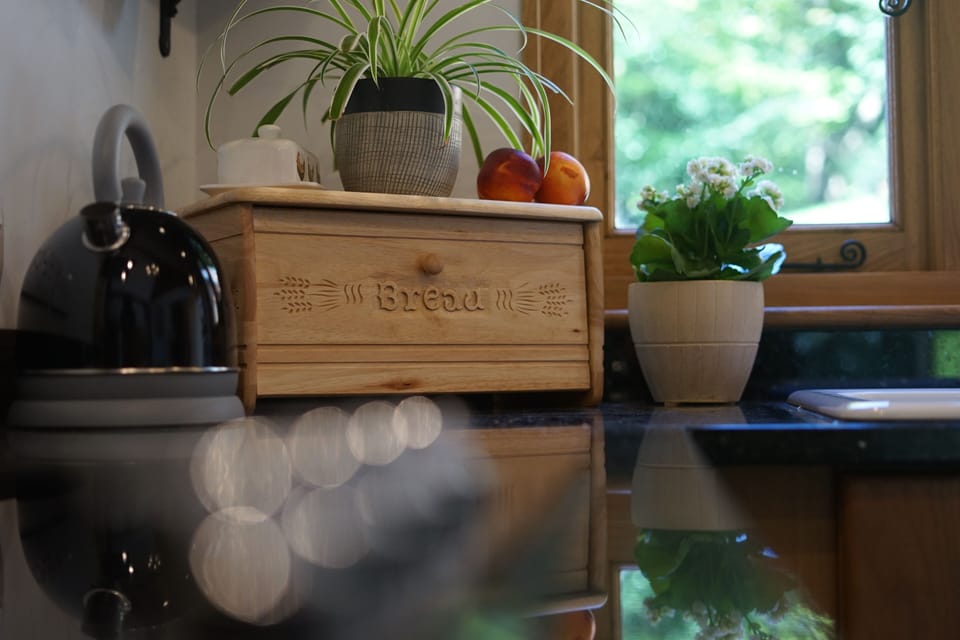 Kitchen area complete with stylish accessories