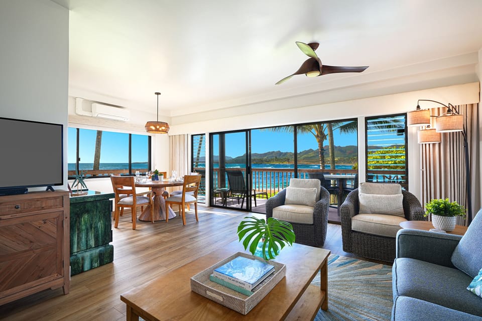 Enjoy the ocean view from the living area