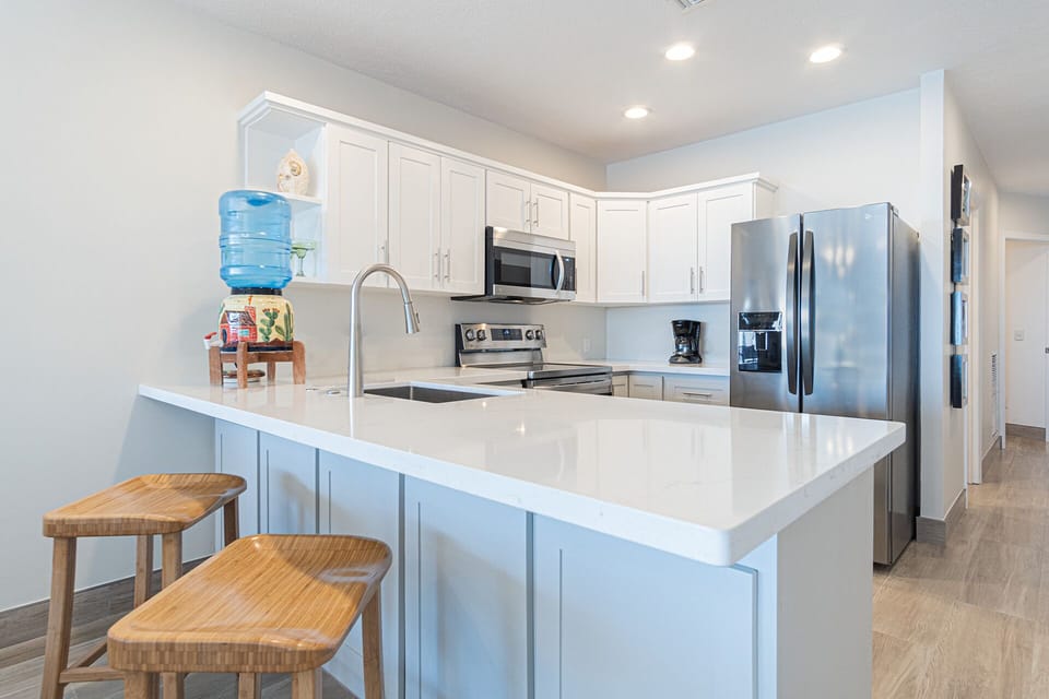 The kitchen has seating that lets you hang out with the chef!