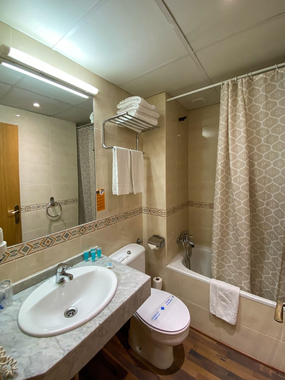 Free toiletries, hair dryer, towels