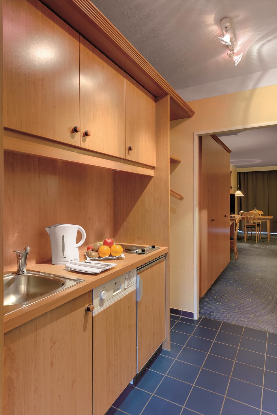 Suite, 1 Double Bed, Kitchenette (Cozy Sitting Corner) | Private kitchenette | Fridge, coffee/tea maker, electric kettle, highchair