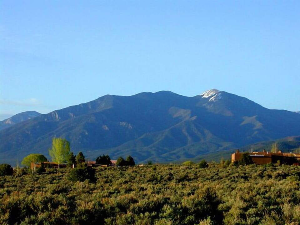 Summer view of Taos Mountain from Heather's Hacienda