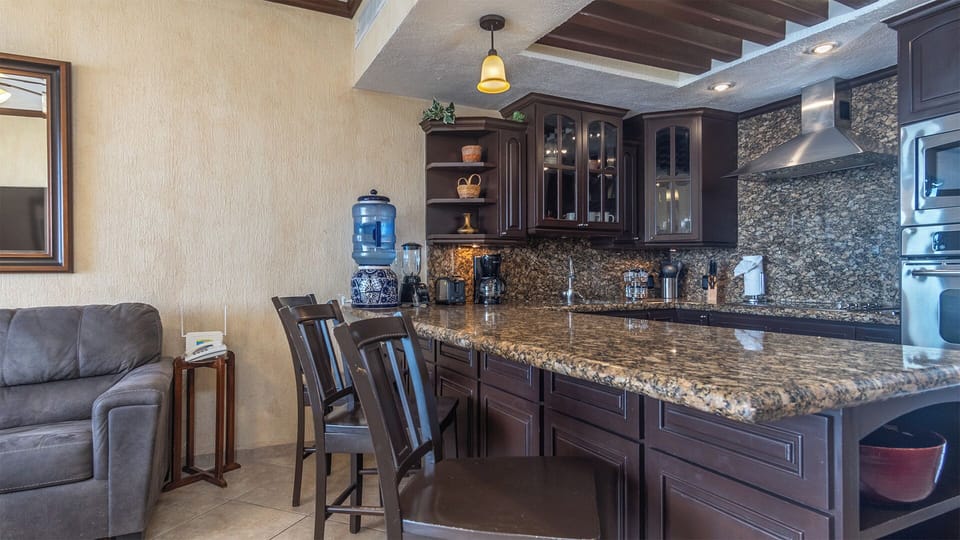 The large kitchen counter.
