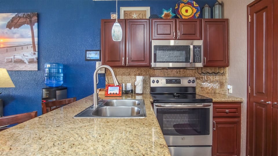 Kitchen with newly resurfaced cabinets