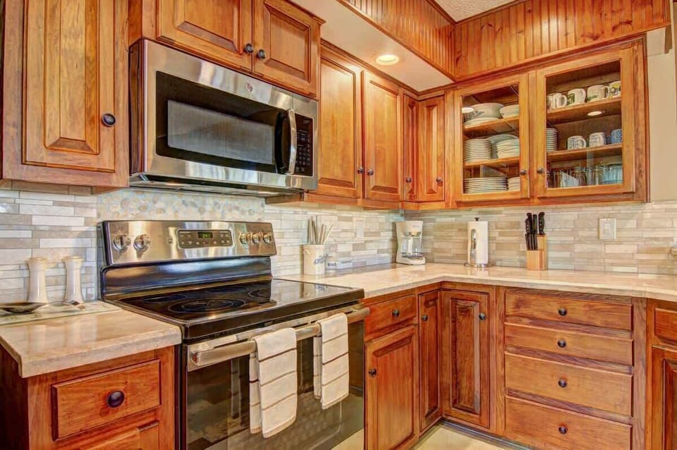 Kitchen with new counter tops. 