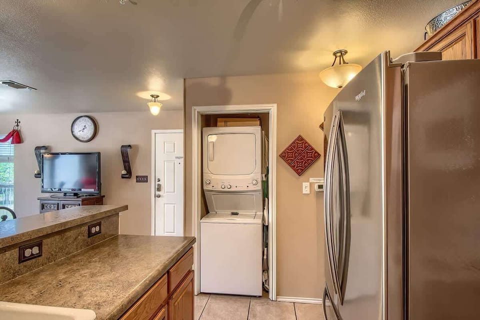 Stackable washer and dryer for guest use! 