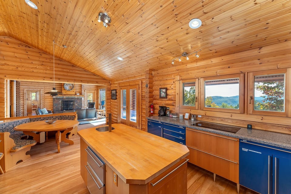 Luxury kitchen with stainless steel appliances.