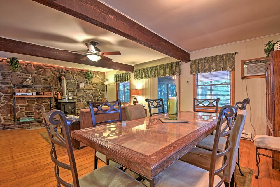 Gather around the dining table to share meals and stories.