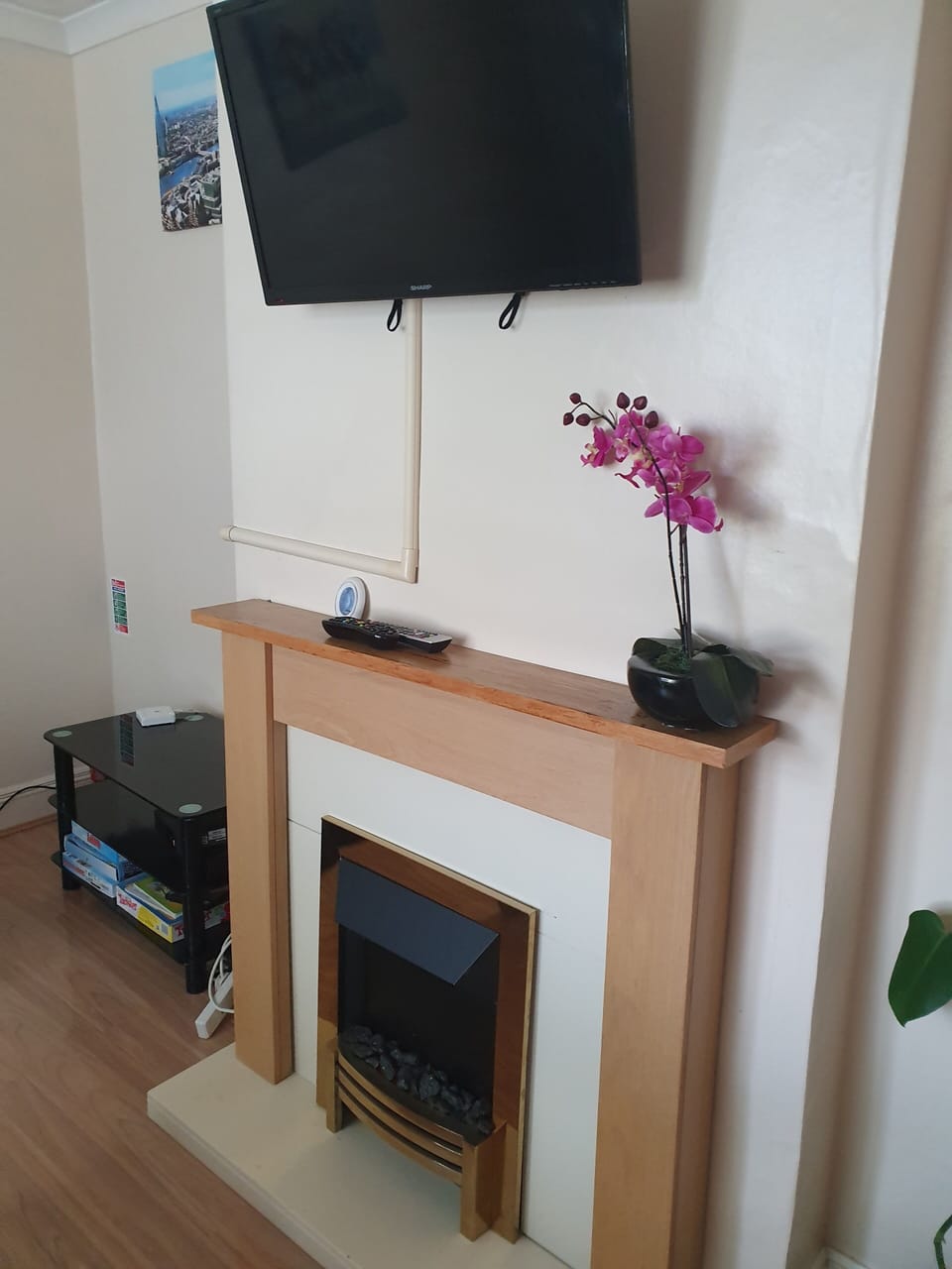 Fireplace and TV in lounge