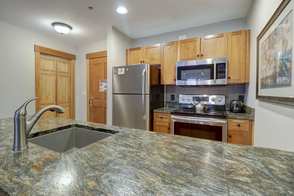 Nicely updated kitchen right off of entry way.