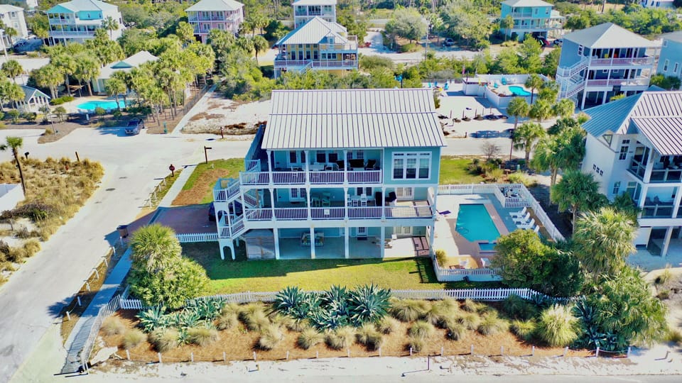 Aerial view from the gulf side