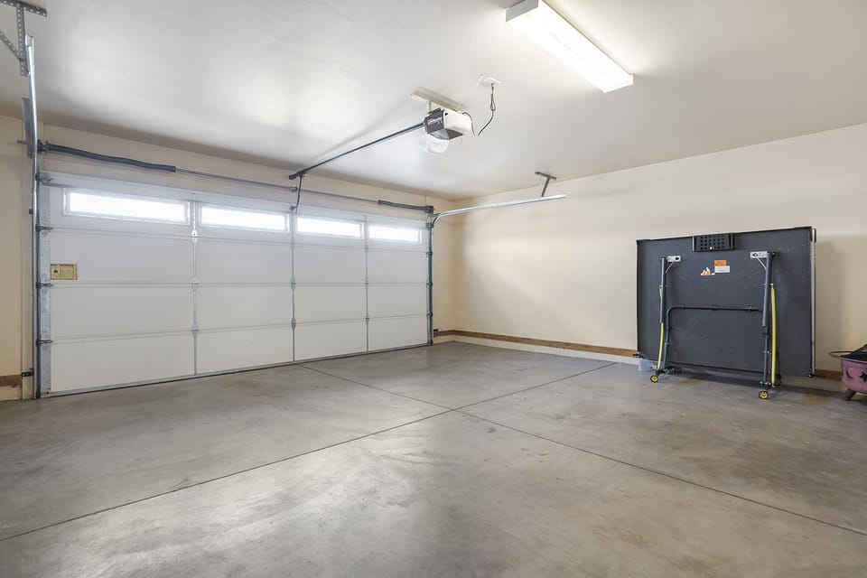 large two car garage and ping pong table!