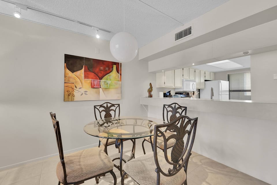 Enjoy the dining or game space for 4