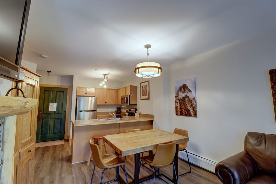 Dining room and kitchen area.