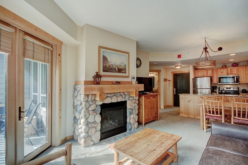 Cozy living room fireplace.